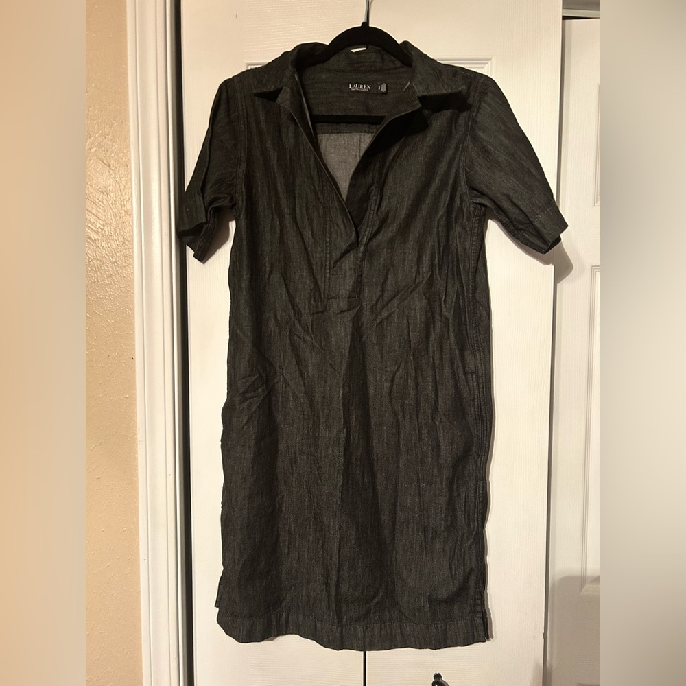 Lauren Ralph Lauren Dark Denim 100% Cotton Shift Shirt Dress size small - Picture 5 of 7
